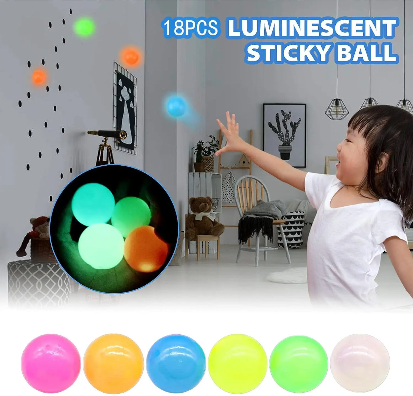 Dream Balls Glow in The Dark That Stick Glow-in-the-dark Ball Venting Balls Pinch Balls Party Decoration Children's Gifts